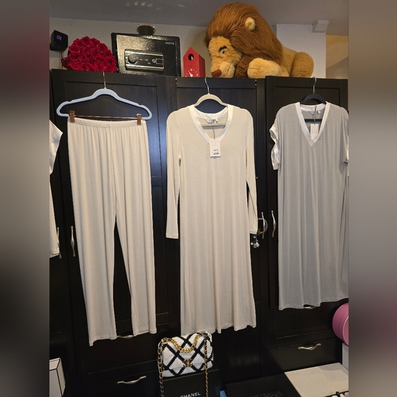 Frette Cascade Luxury Loungewear 2025 NWT  Beige /White Nightgown Silk & Cotton - Picture 12 of 12